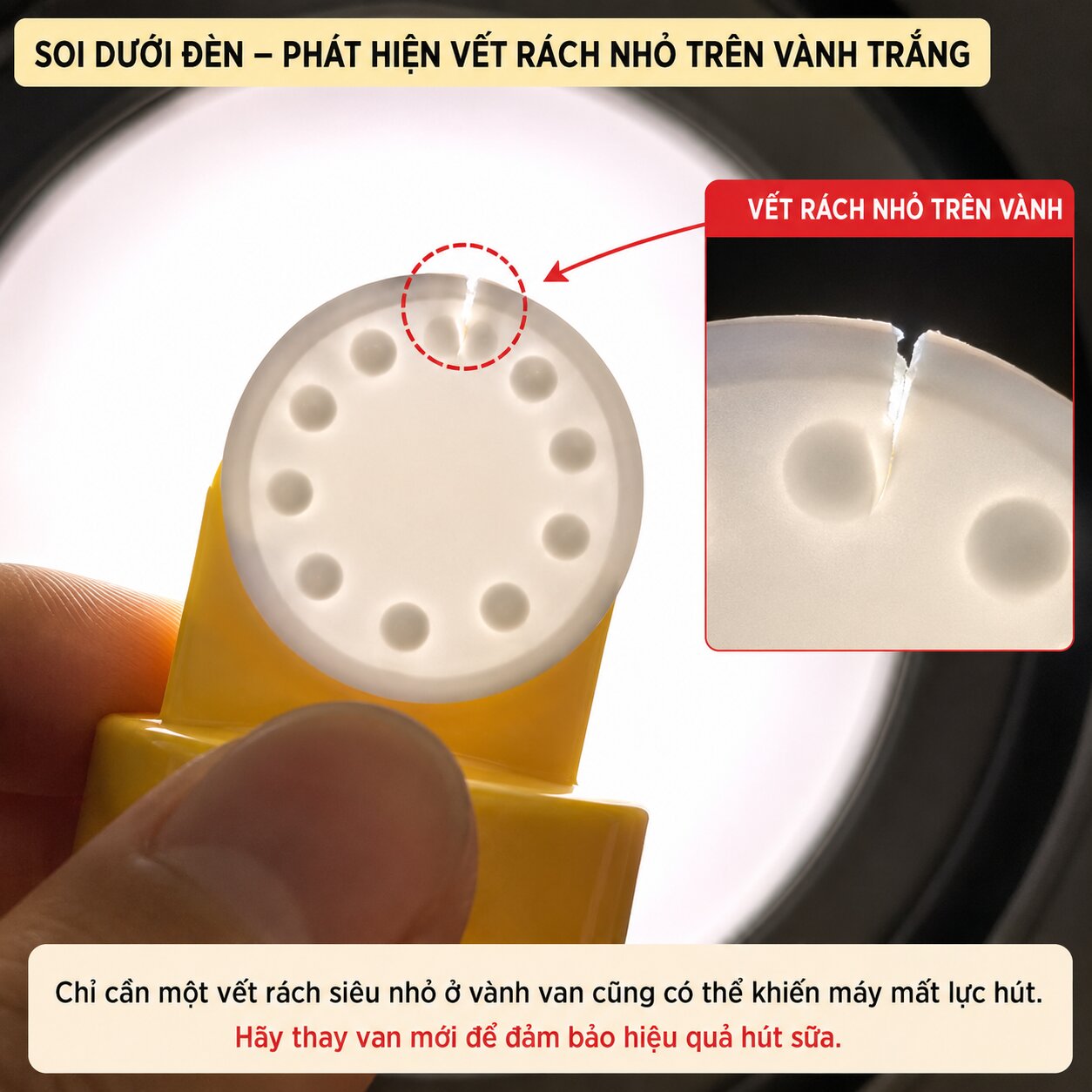 Minh họa kiểm tra van và dây dẫn khí máy hút sữa
