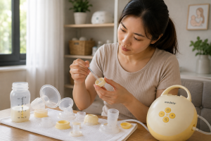Mẹ kiểm tra các bộ phận máy hút sữa Medela tại nhà