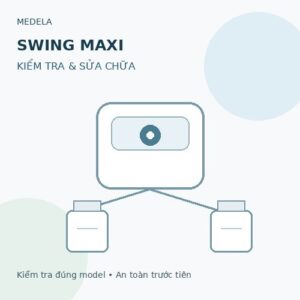 Hình minh họa Medela Swing Maxi và các bước kiểm tra máy hút sữa an toàn